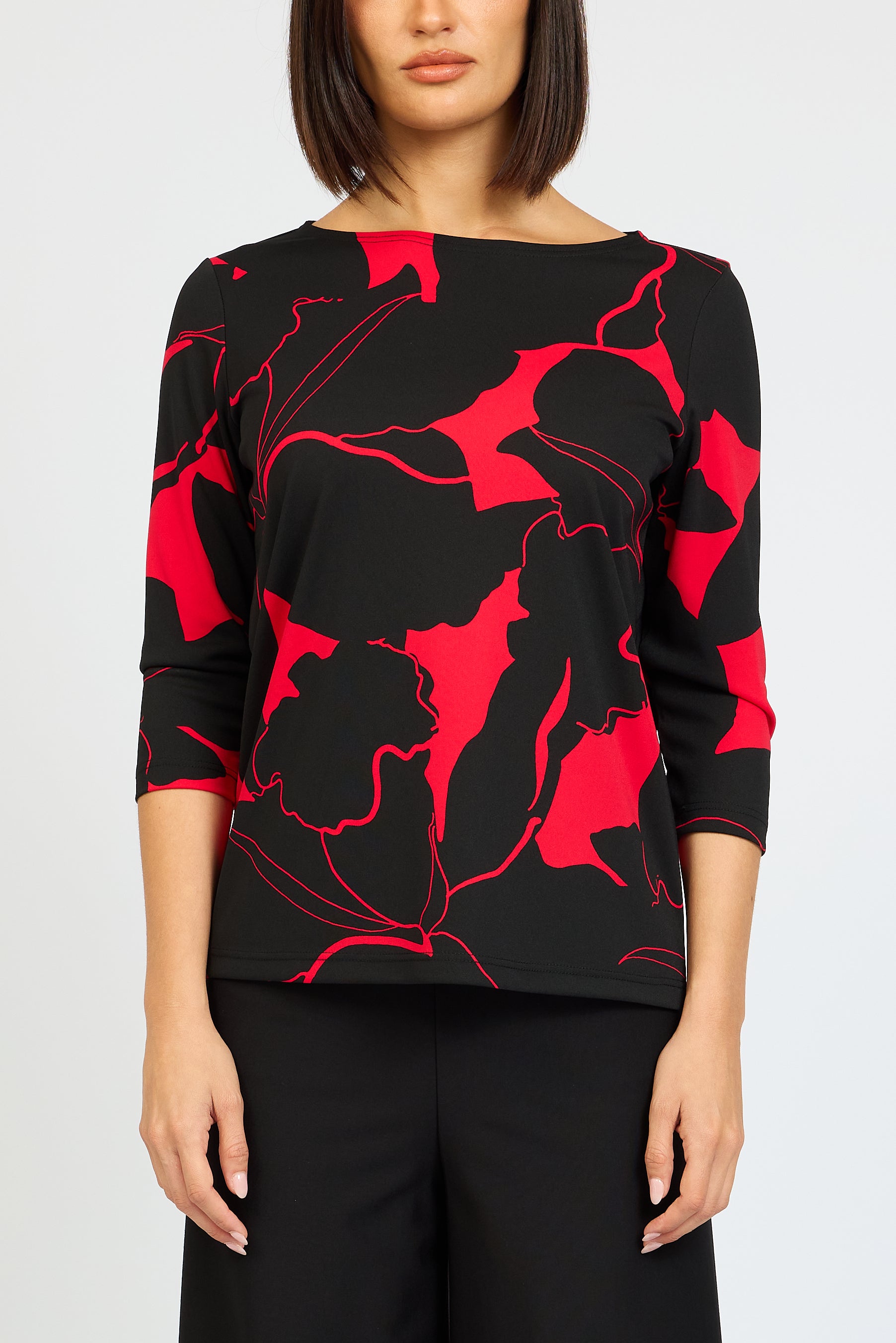 Flame 3/4 Boat Neck Top