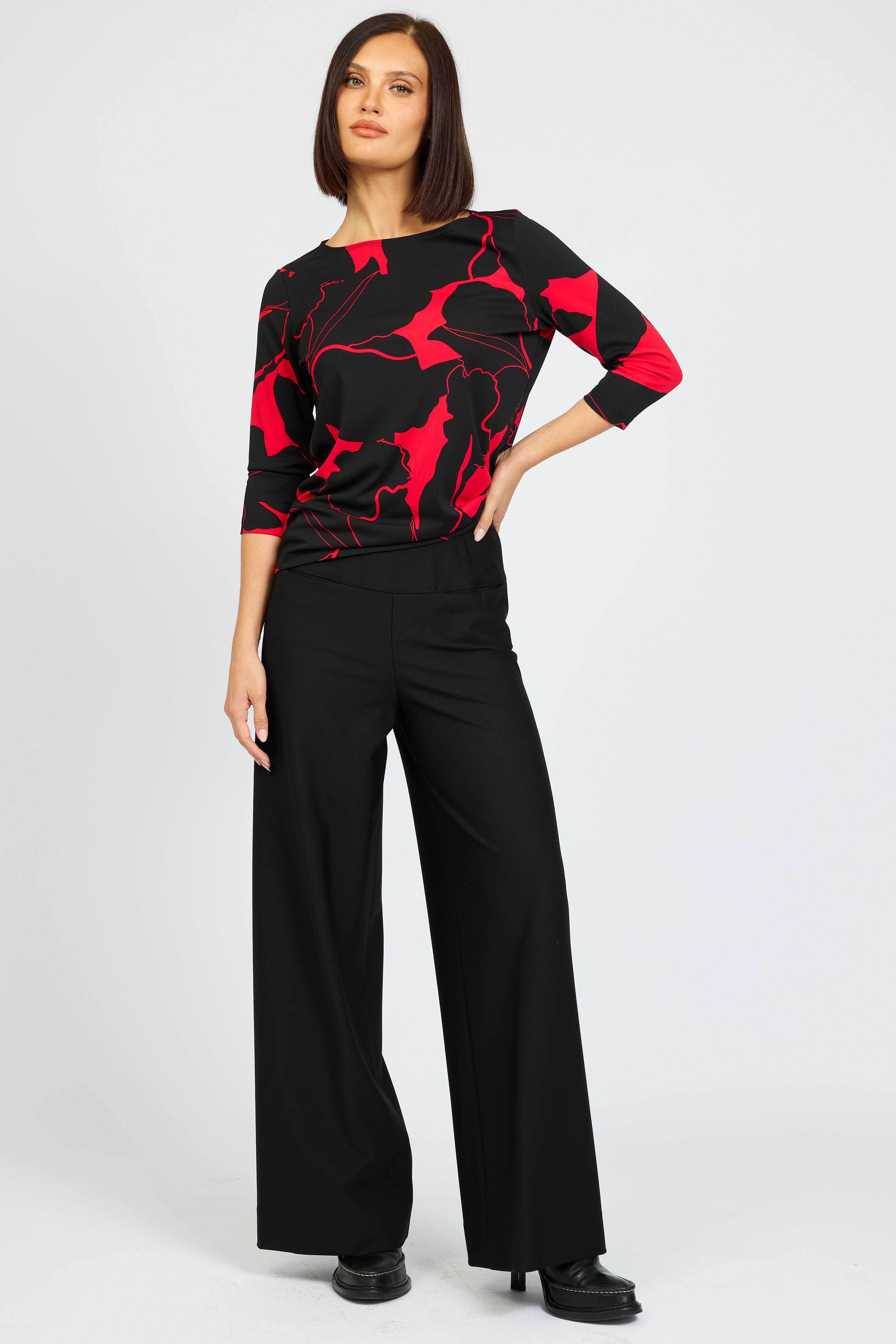 Flame 3/4 Boat Neck Top