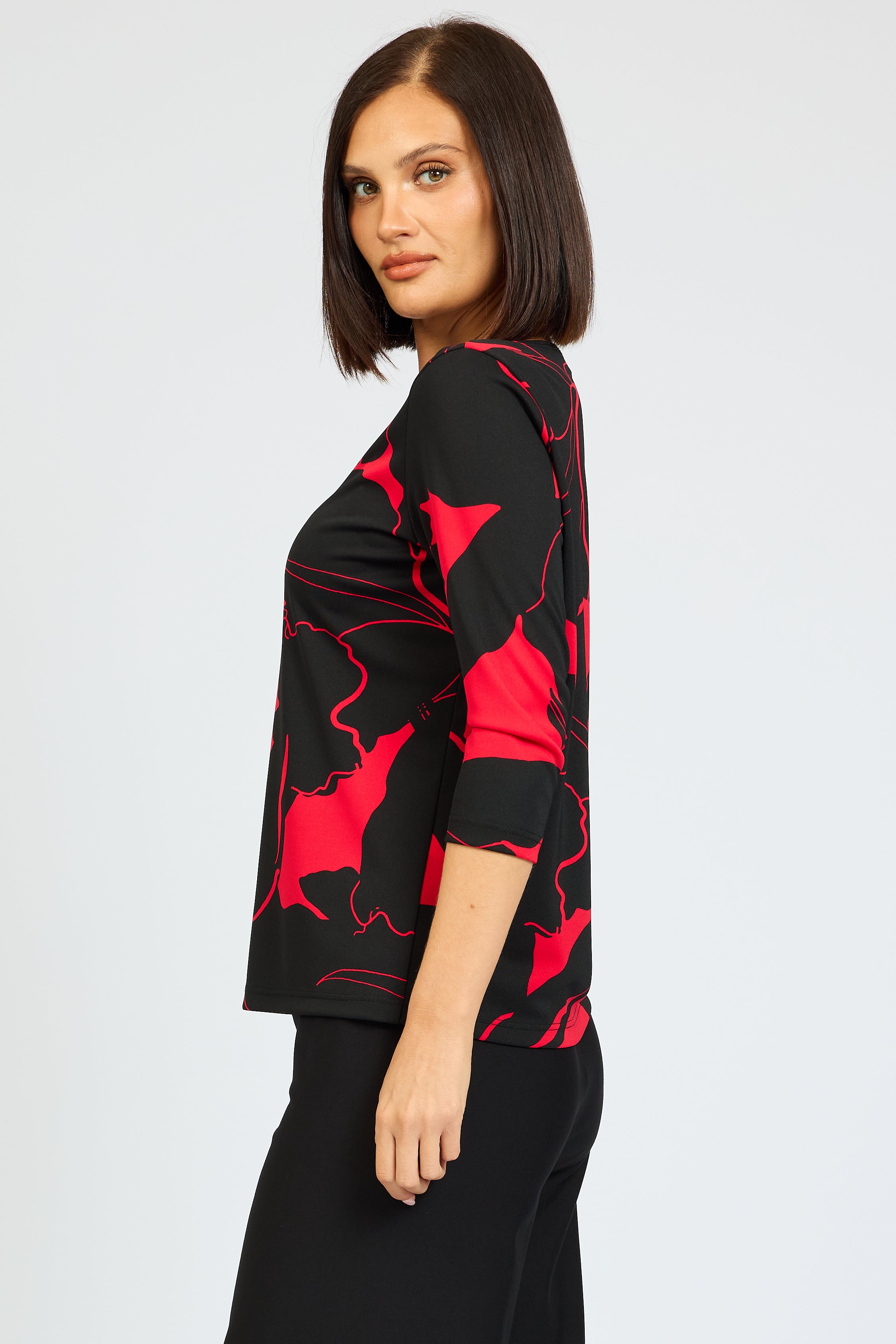 Flame 3/4 Boat Neck Top