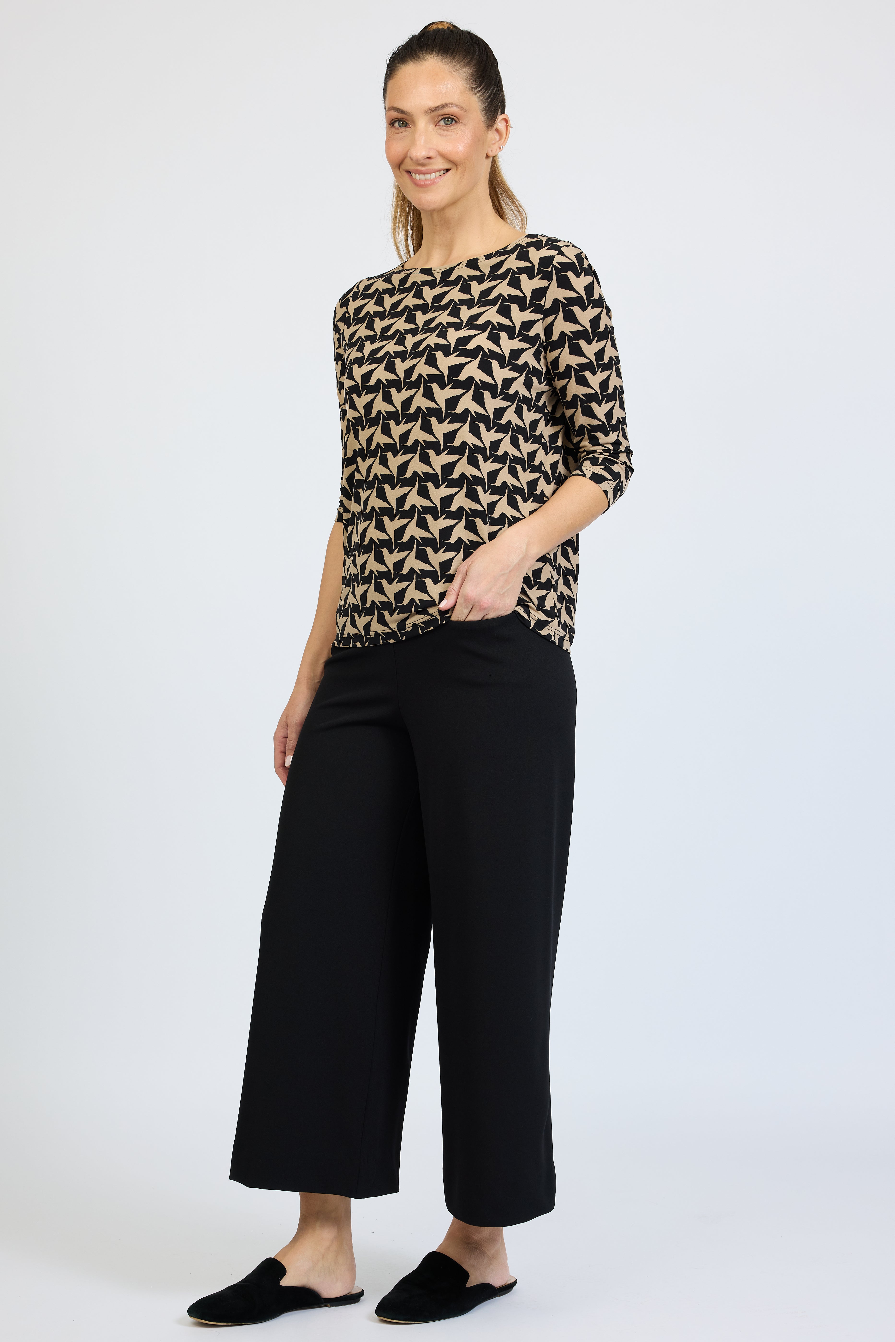 Flight 3/4 Boat Neck Top