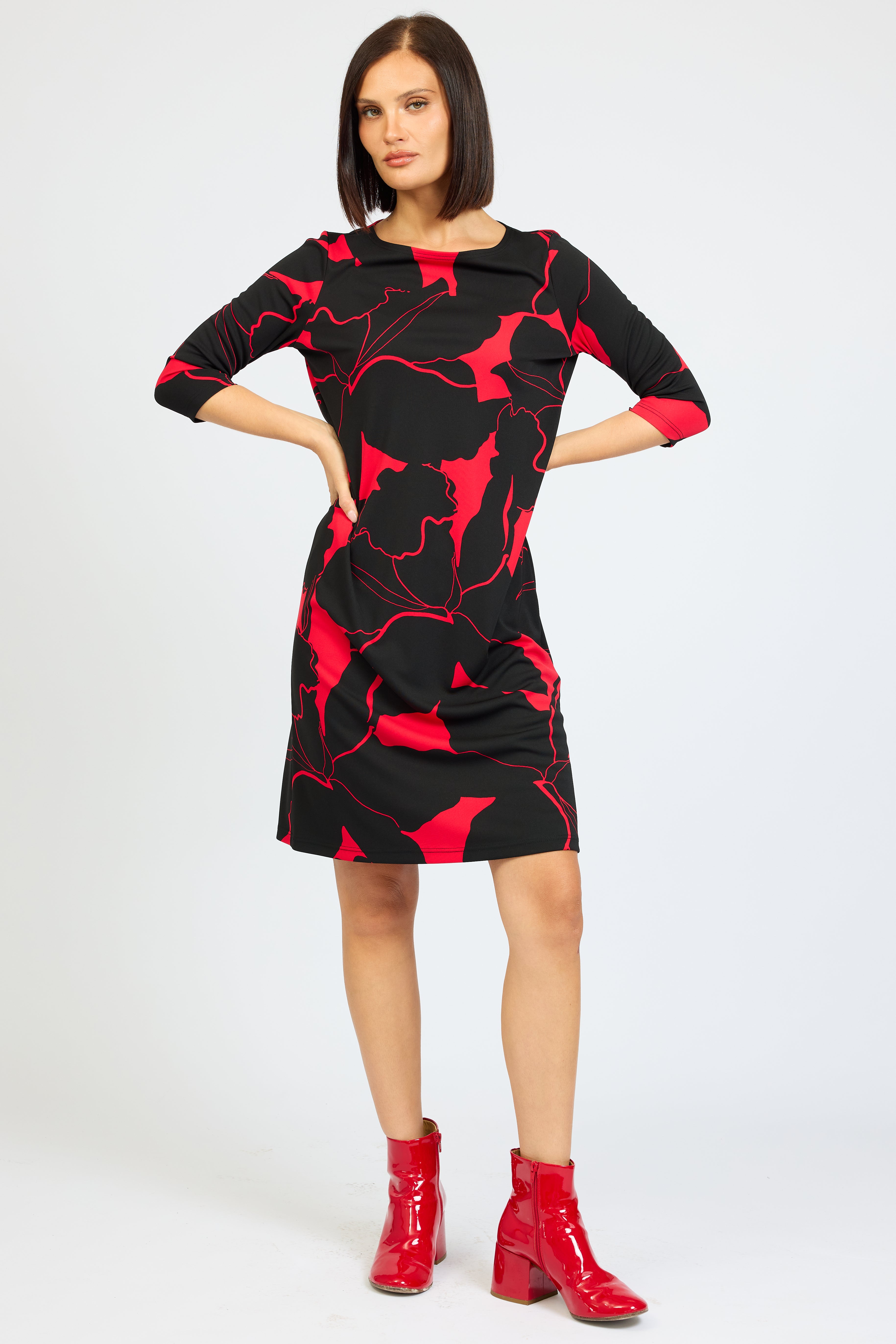 Flame Boat Neck Dress