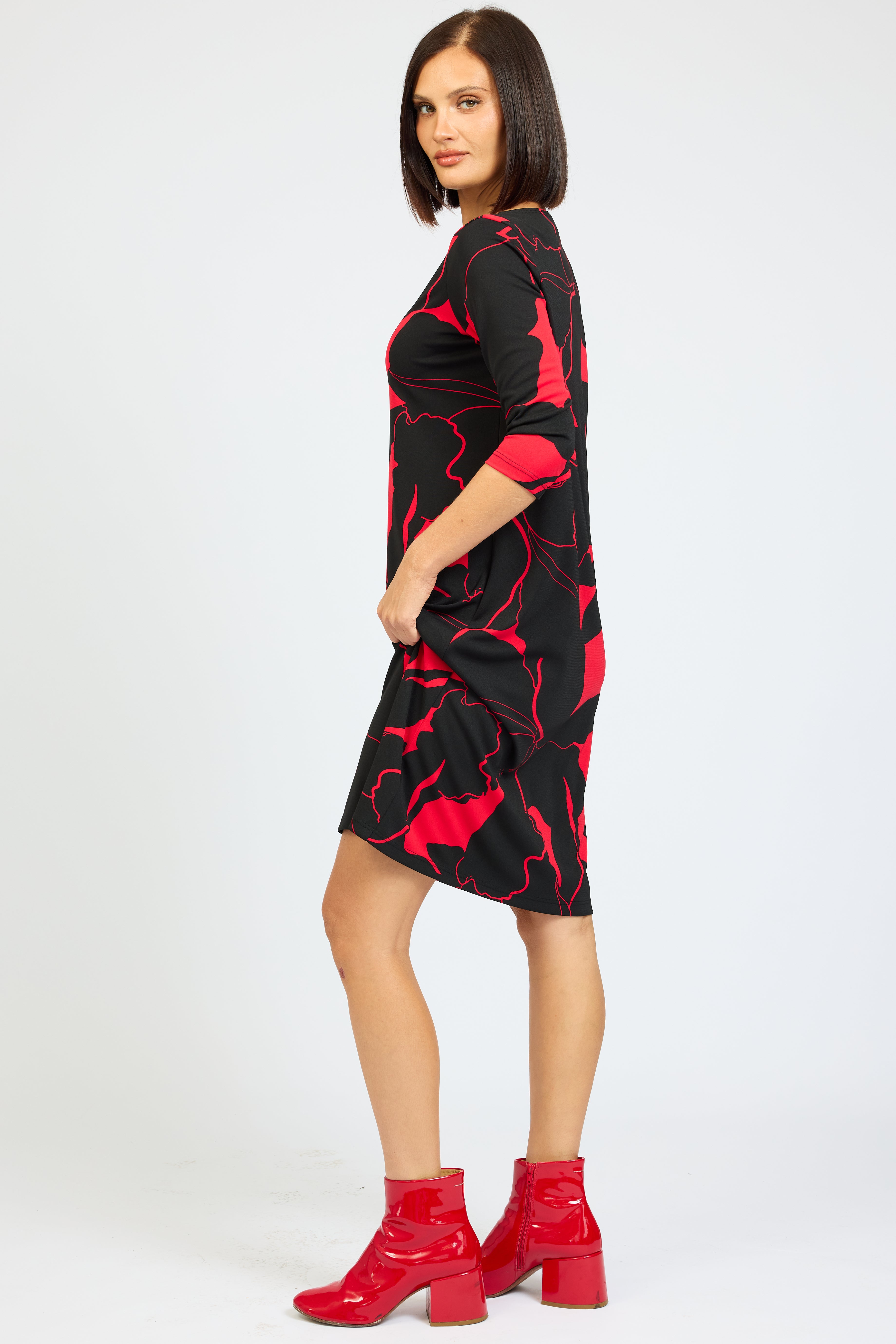 Flame Boat Neck Dress