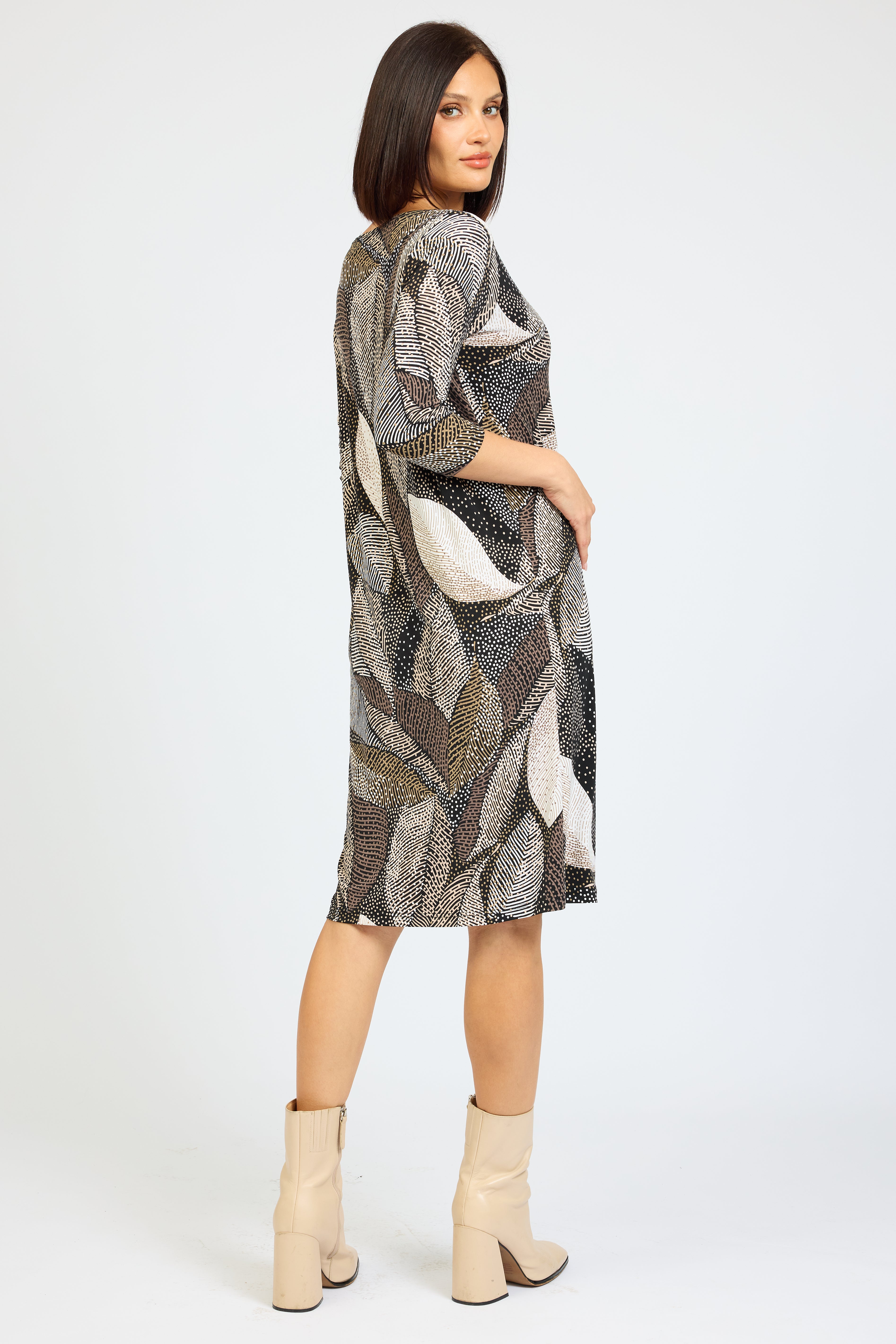 Stiple 3/4 Boat Neck Dress